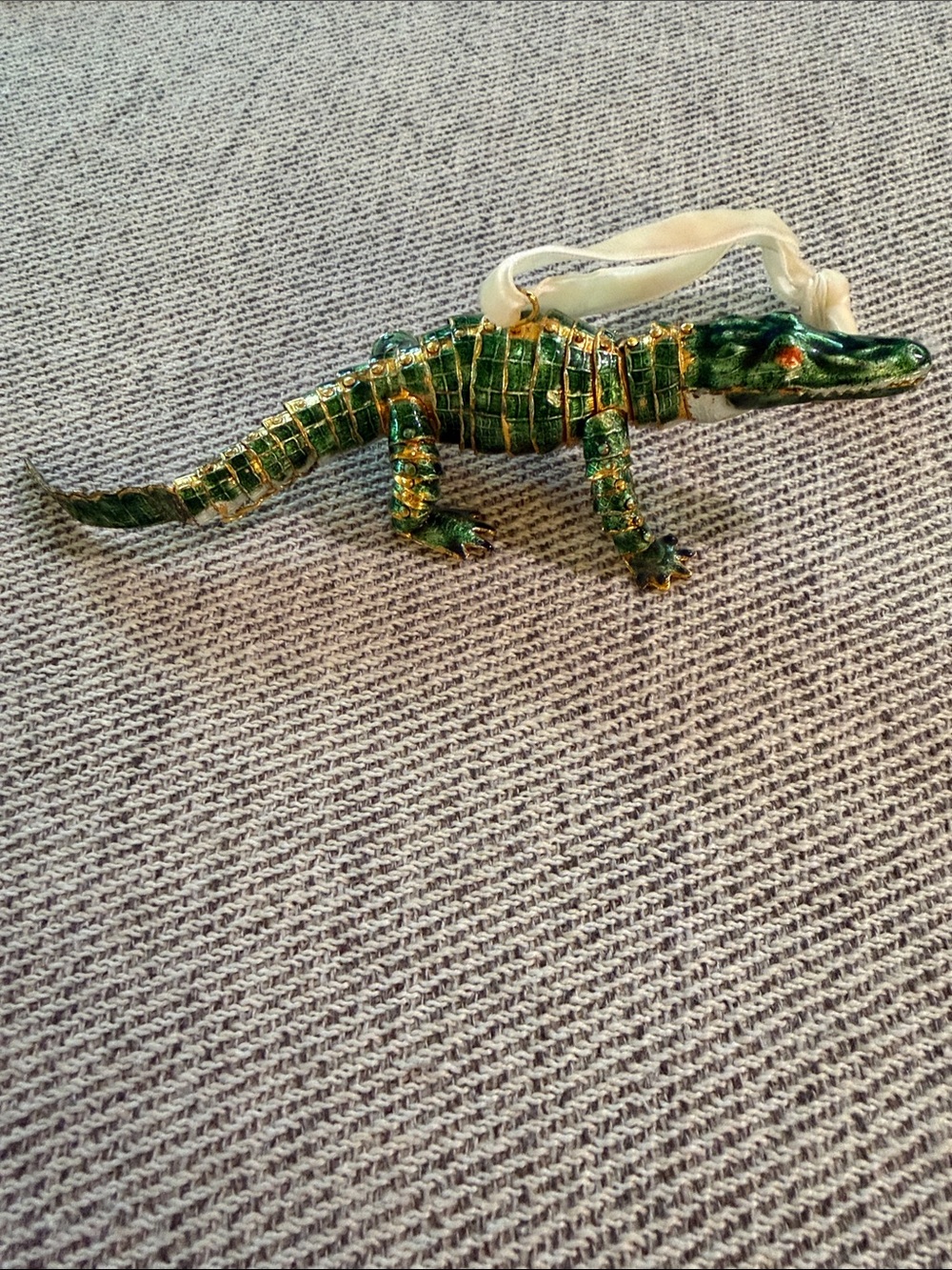 Dillards Cloisonne Articulated Alligator Christmas Ornament